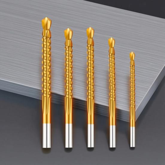 Titanium Coated HSS Twist Drill Bits, 3-8mm Serrated Side Cutting Drill Bit, Hex Shank Serrated Cutting Drill Bits, Drill Bit Woodworking Tools, Hole
