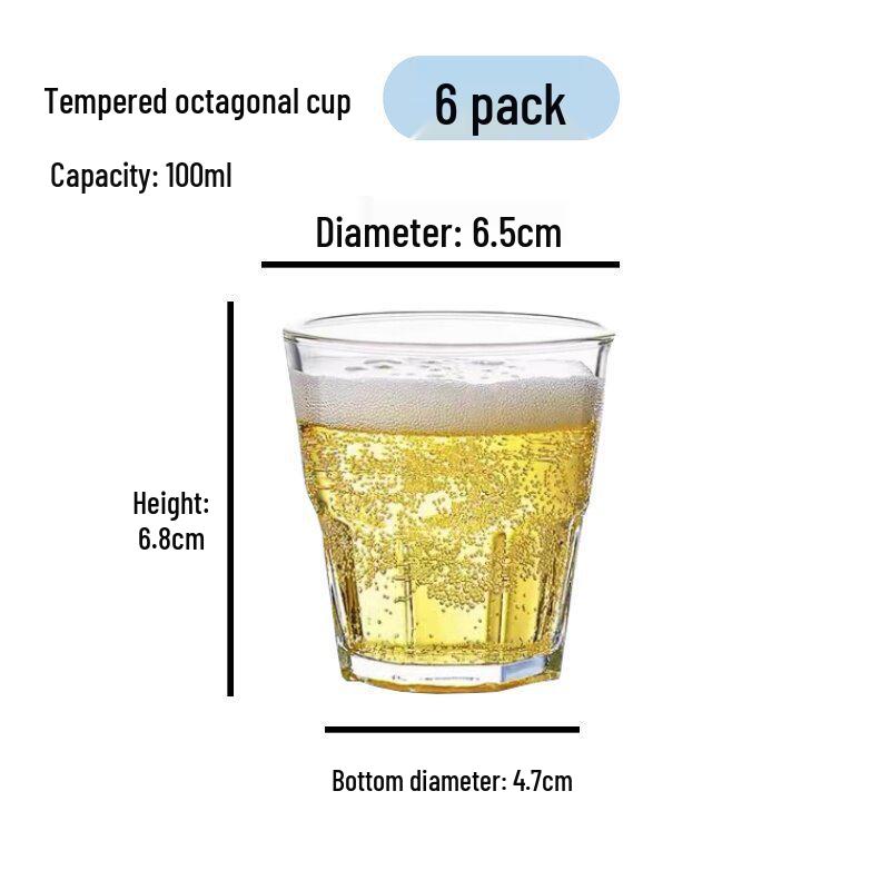 Octagonal Drop-Proof Tempered Glass Beer Mug Set