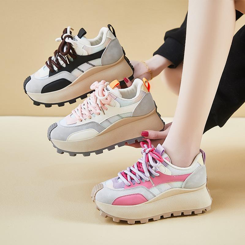 New dad shoes for women, spring student sports running casual shoes with heightened thick soles