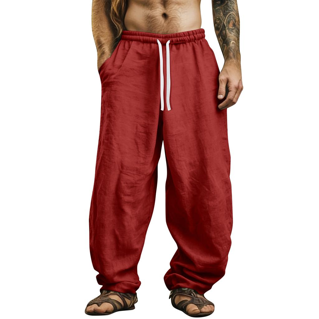 Men's Color Cotton Linen Trousers Men's Casual Fashionable Cotton Linen Trousers