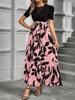 Women's Floral Print High Waist Elegant Dress - European & American Fashion