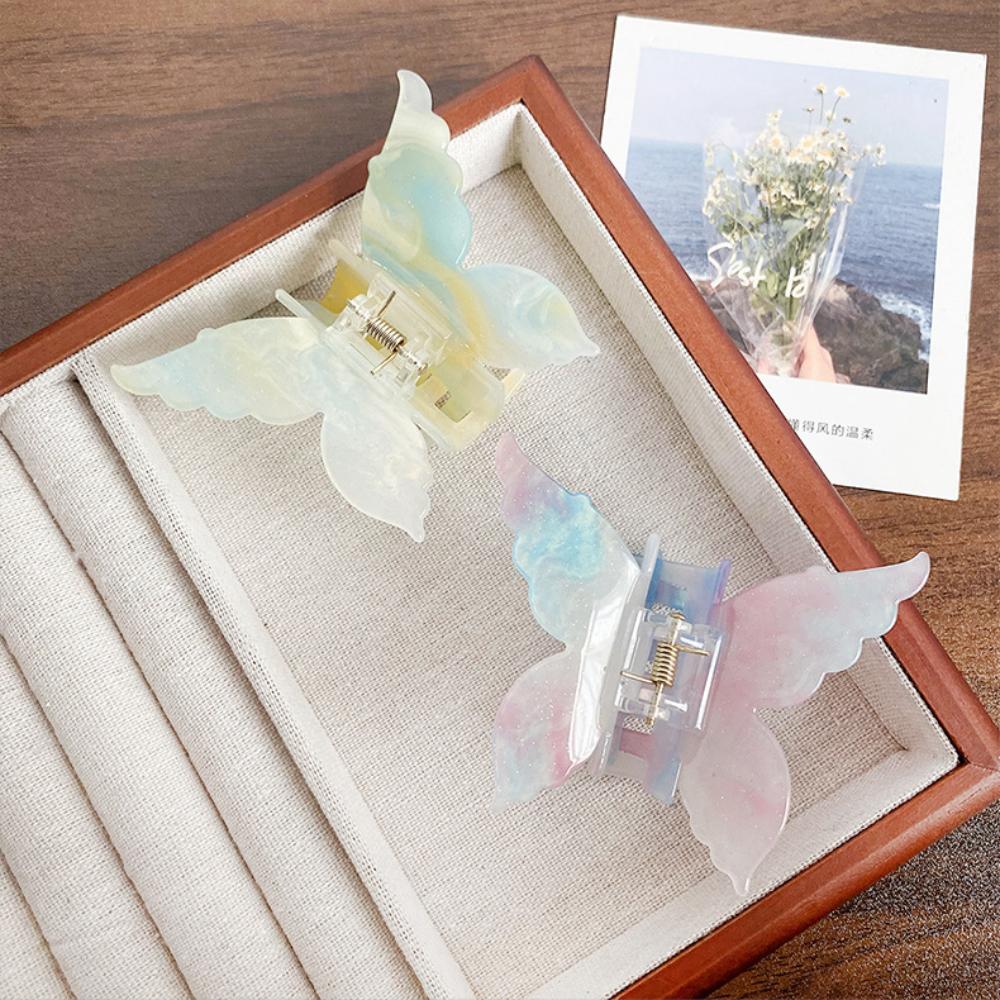 Gradient Color Butterfly Hair Clip Color Changing Large Shark Clip  Female