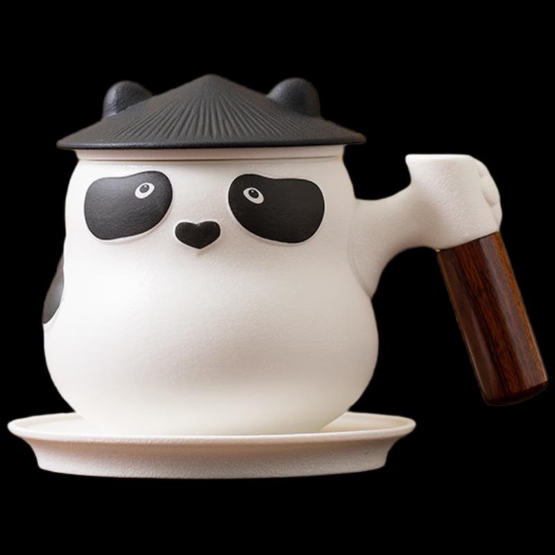 TLAKEHO Panda Ceramic Tea Separation Cup