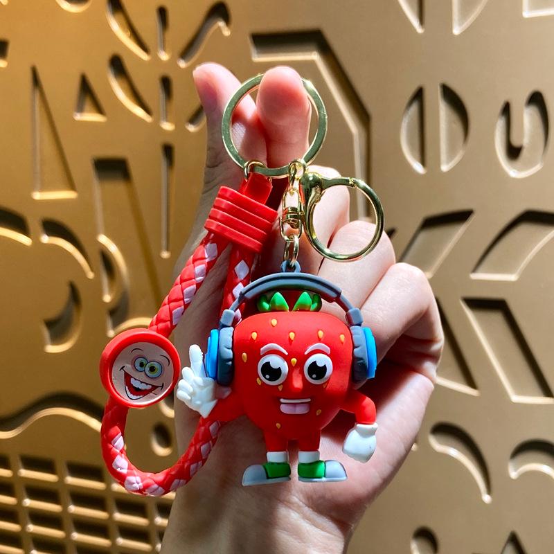 Творческий мультяшный брелок-подвеска с фруктами - милый автомобильный орнамент и подарок в виде машинки-коготь Single OPP Bag Packaging