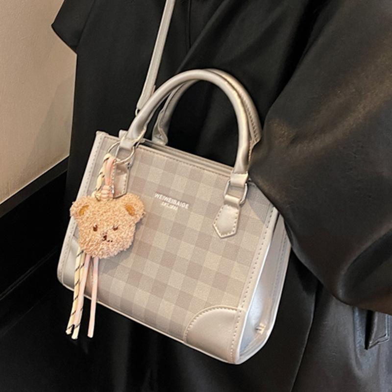 Korean foreign style handbag women's 2025 summer new fashion plaid small square bag high value shoulder messenger bag