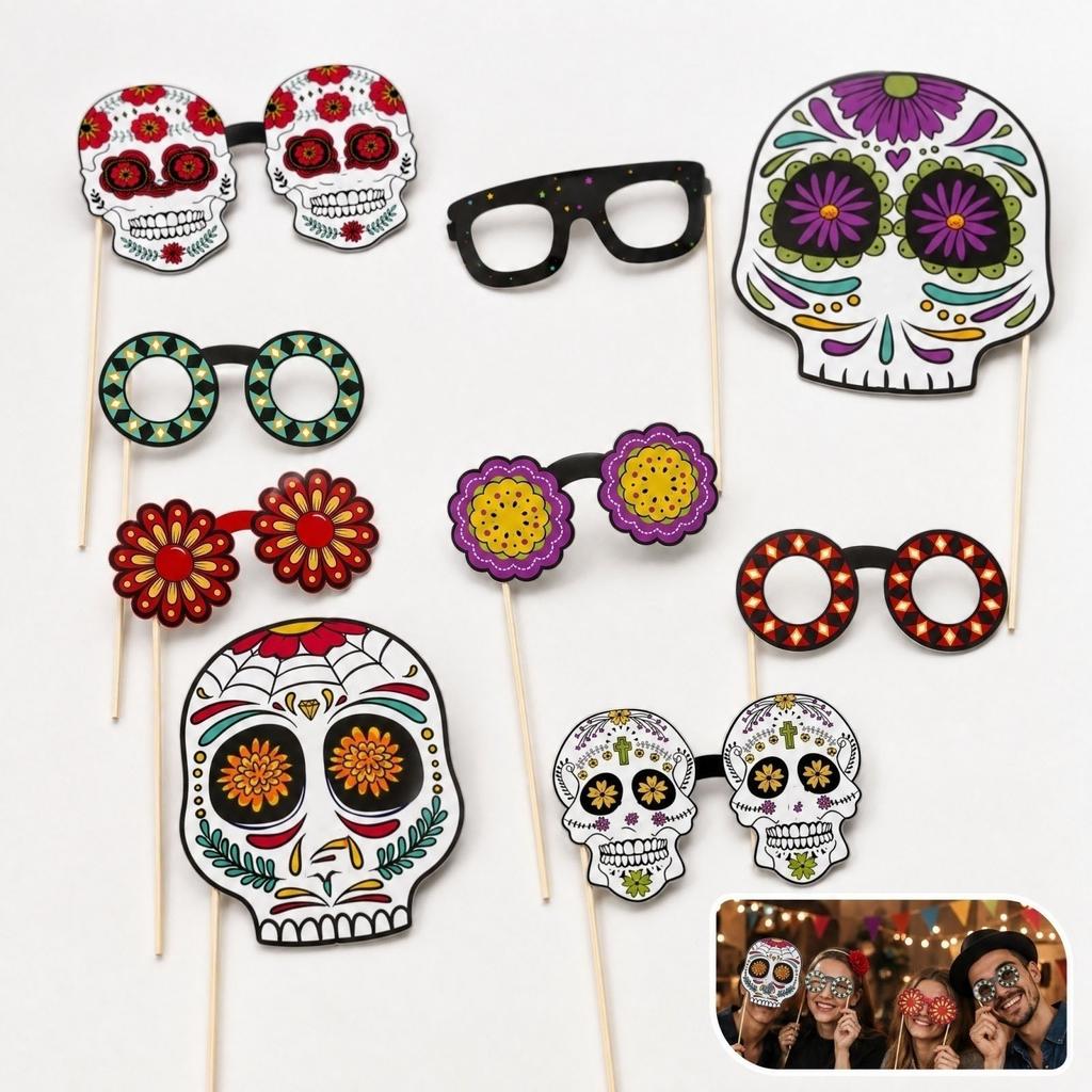 Party Decorations - 10 Hand Signs for Mexican Festival Photo Booth Props