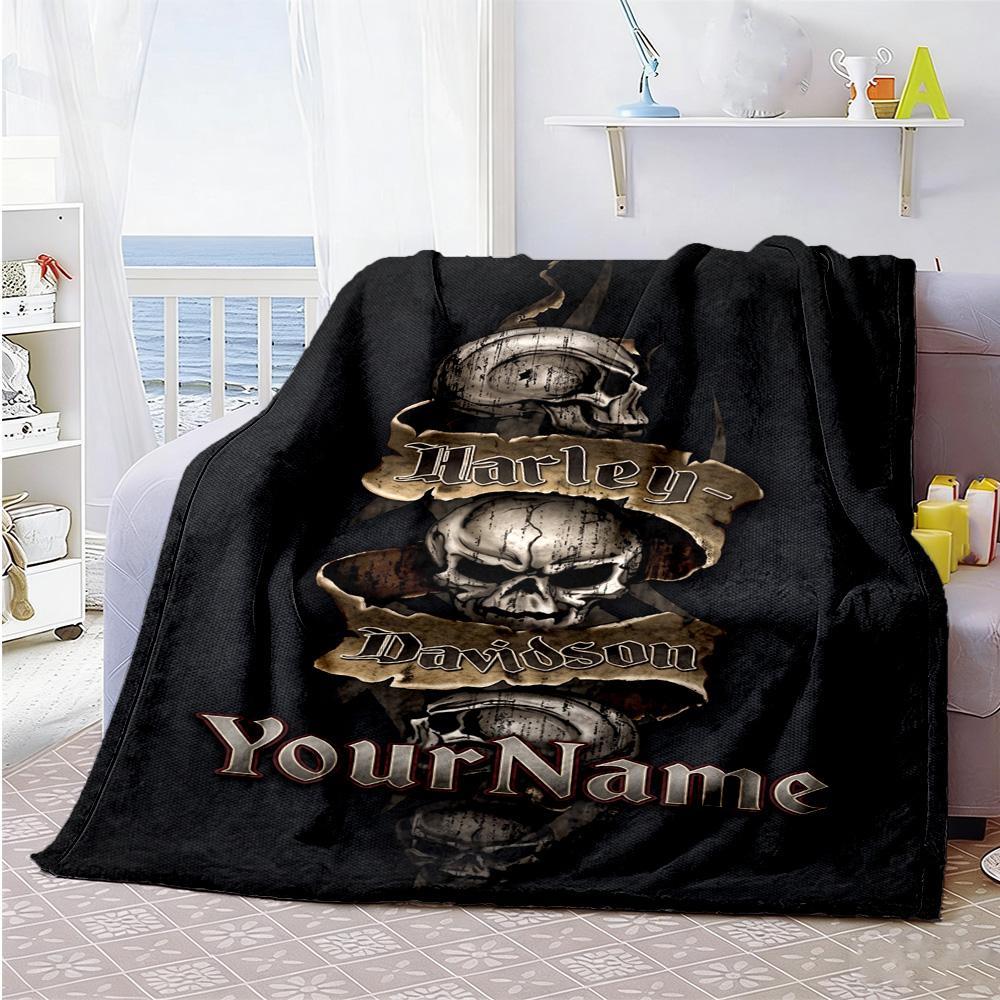 Harley-davidson Motorcycles Customize Your Name Blanket Gift Personalized Blanket Ultra-Soft Great for Bed Couch Picnics Living Room
