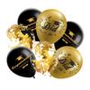 2026 Graduation Party Paper Banner Garland Hanging Spirals Gold Black Latex Balloon Class of 2026 Honeycomb Ornament Decoration