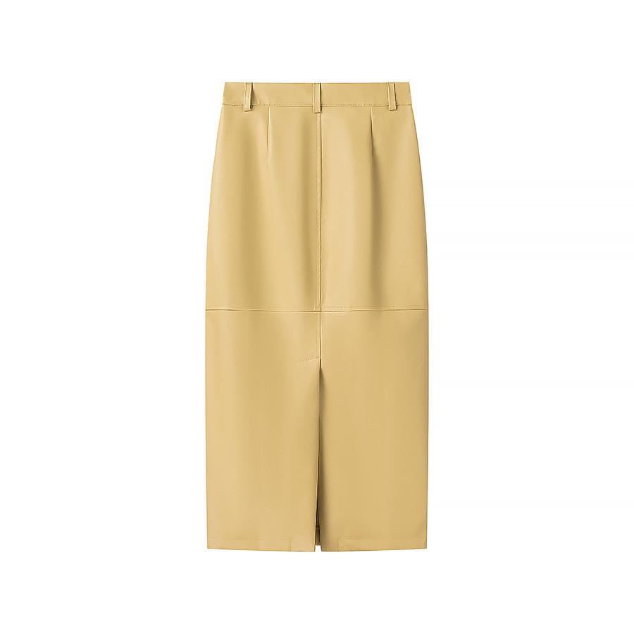 2025 European & American Spring PU Jacket & Midi Skirt Set for Women