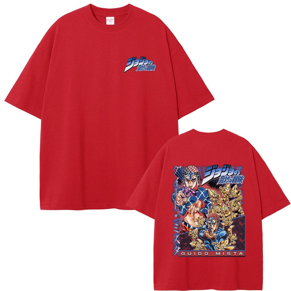 Anime JoJo Bizarre Adventure Guido Mista Graphic Tshirt Men Women Casual Cotton Short Sleeve T Shirts Manga Vintage Tee Shirt