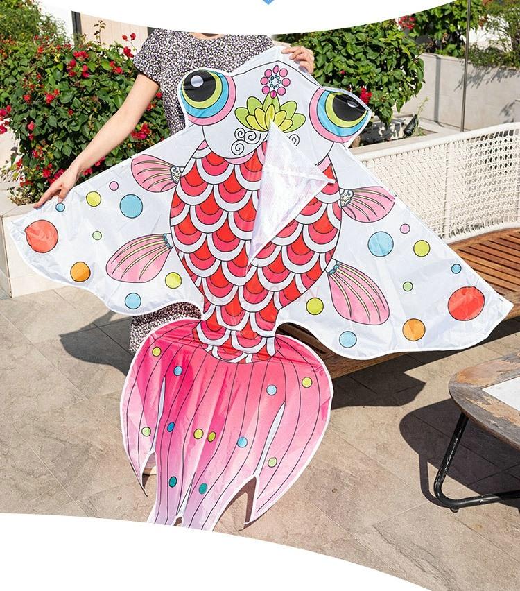 New Goldfish Kite Children'S Breeze Easy To Fly Handheld Cable Wheel For Adults