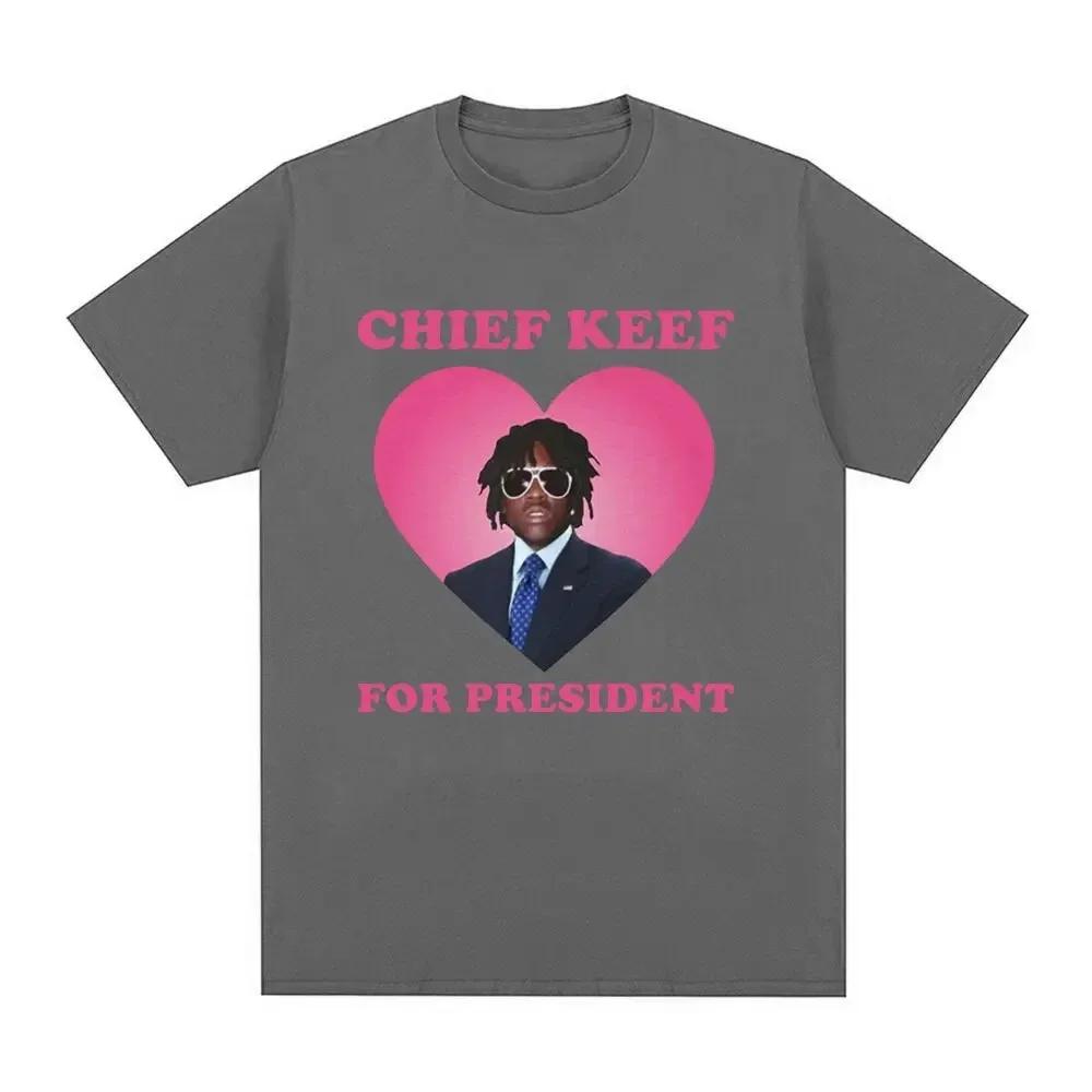 Rapper Chief Keef for President T Shirt Men Fashion Casual Short Sleeve T-shirt Aesthetic Vintage Oversized T-shirts Streetwear