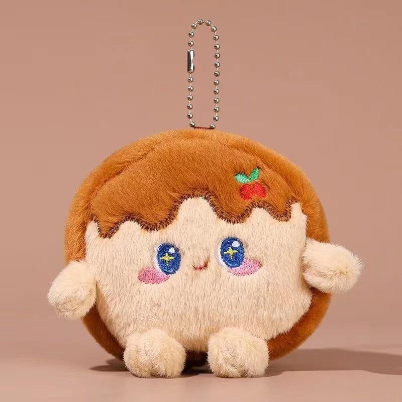 Unique Cream Cartoon Toast Plush Doll Keychain Fashionable Bag Charm For Occasion Any