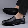 Men's Autumn Casual Slip-On Loafers: First Layer Cowhide Leather, Thick Sole, Breathable for Middle-Aged.