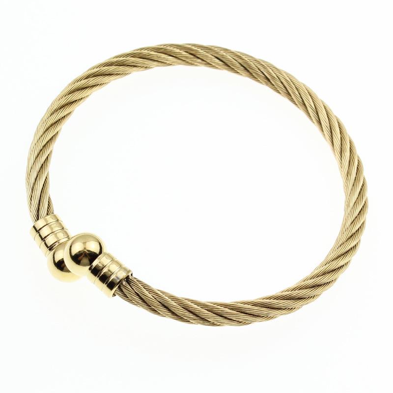 European and American Stainless Steel Electroplated Open Bangle - Waterproof Unisex Jewelry