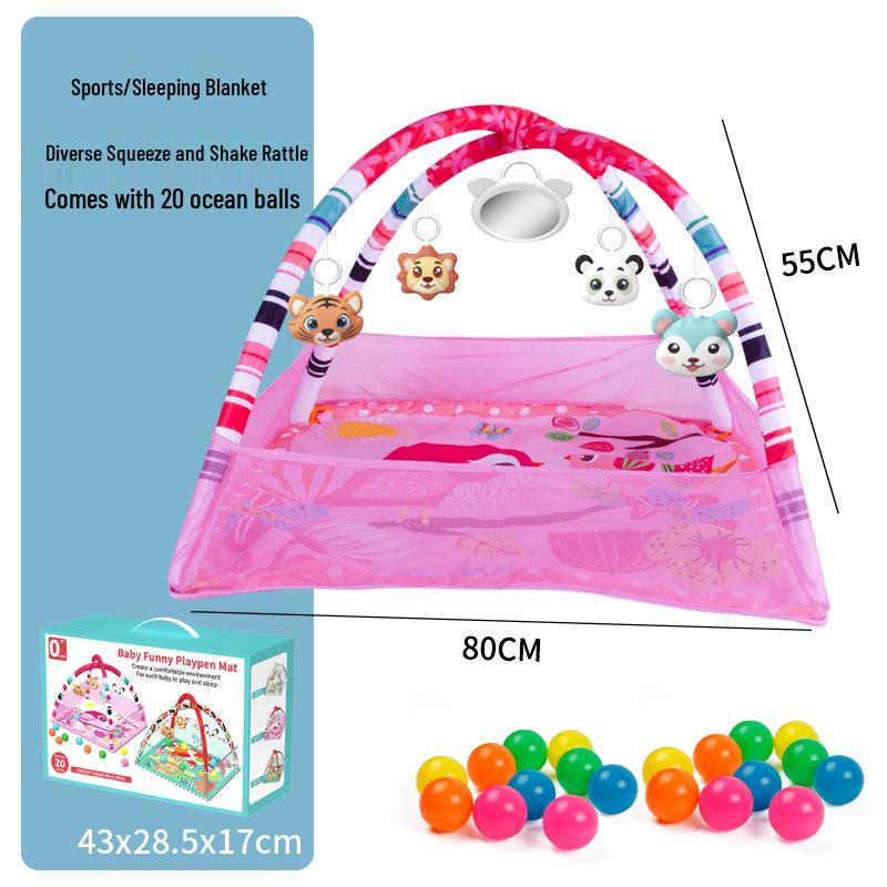 Baby Fitness Playpen Set: Early Education Toys with Ocean Balls & Crawling Mat for 0-3 Years.