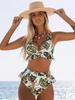 Fitshinling High Waist Bikini 2025 Woman Swimwear Ruffles Print Women's Swimsuit Summer Beach Separate 2 Pieces Bikini Sets Sexy