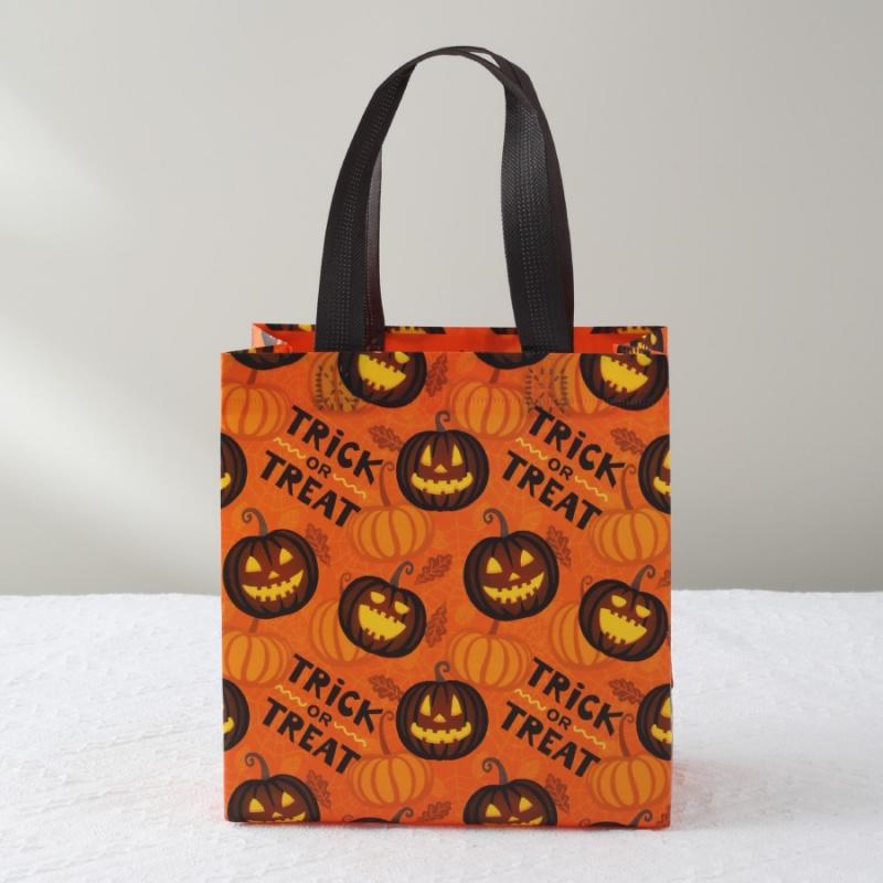 1/2pcsHalloween Gift Bag Pumpkin Tote Bag Party Candy Bag Foldable Non-Woven Shopping Bag Chocolate Snack Storage Bag