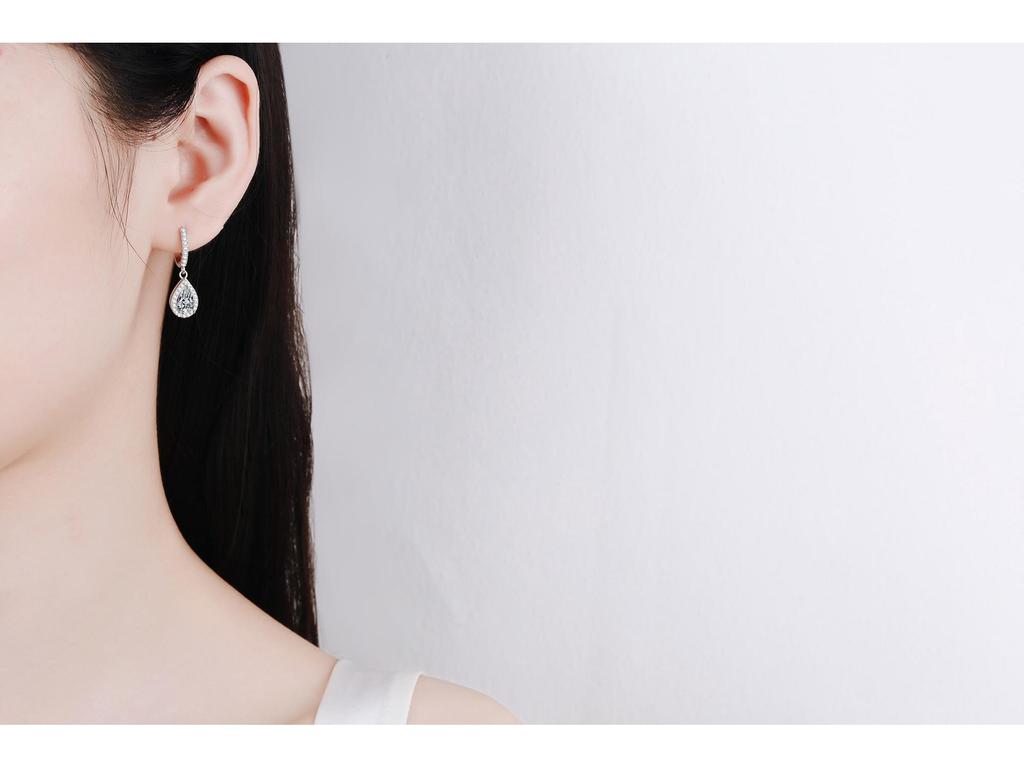 925 Sterling Silver Women's Teardrop Moissanite Ear Cuffs with PT950 Gold Plating