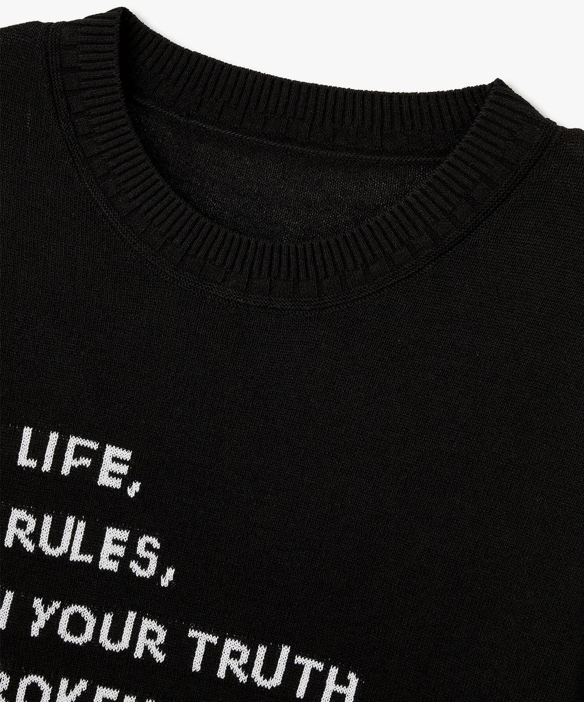Bobeu Lettering Jacquard Knit Pullover_Black 7156350003