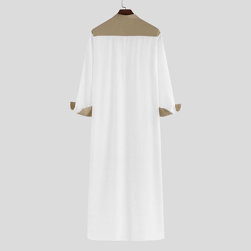 Dubai Islamic Men's Color Block Long Robe