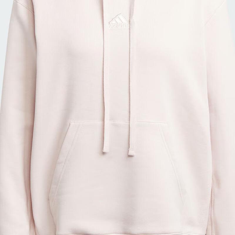 Adidas Warm Soft Solid Color Hooded Pullover Long Sleeve T-Shirt Women Tops Pink IS1587