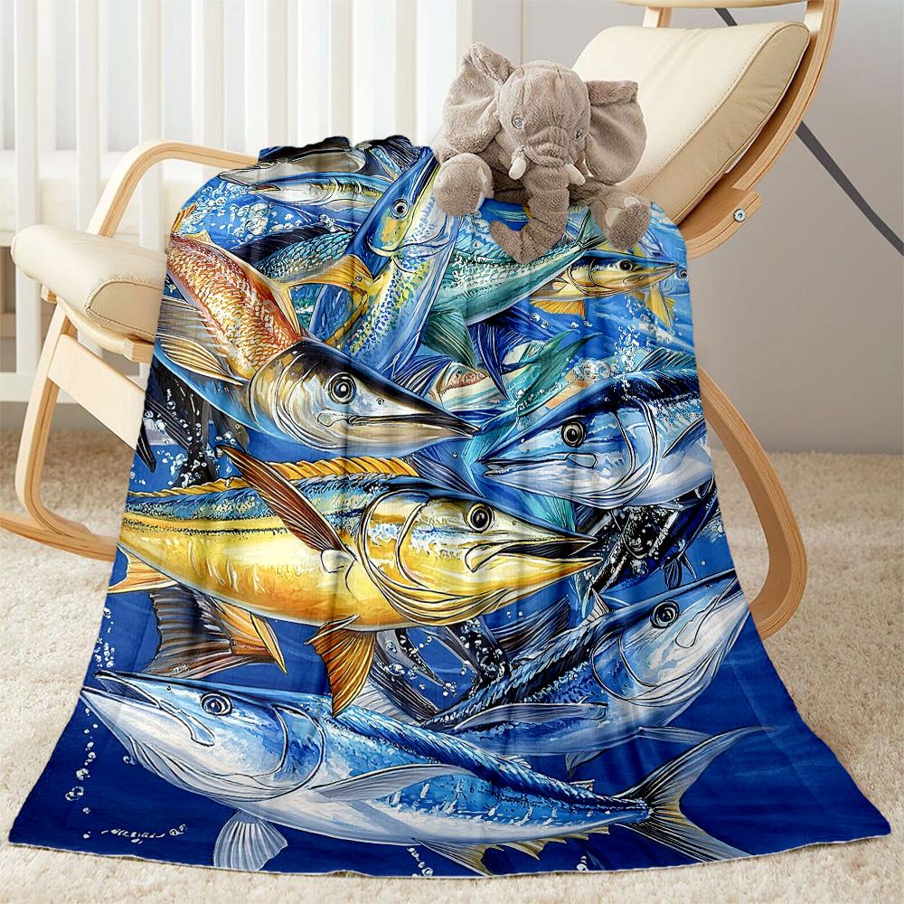 Fish Blanket Soft & Cozy Suitable for Seaside Office Couch for All Seasons Playful Design Ideal Gift for Friends Family Couples Picnic