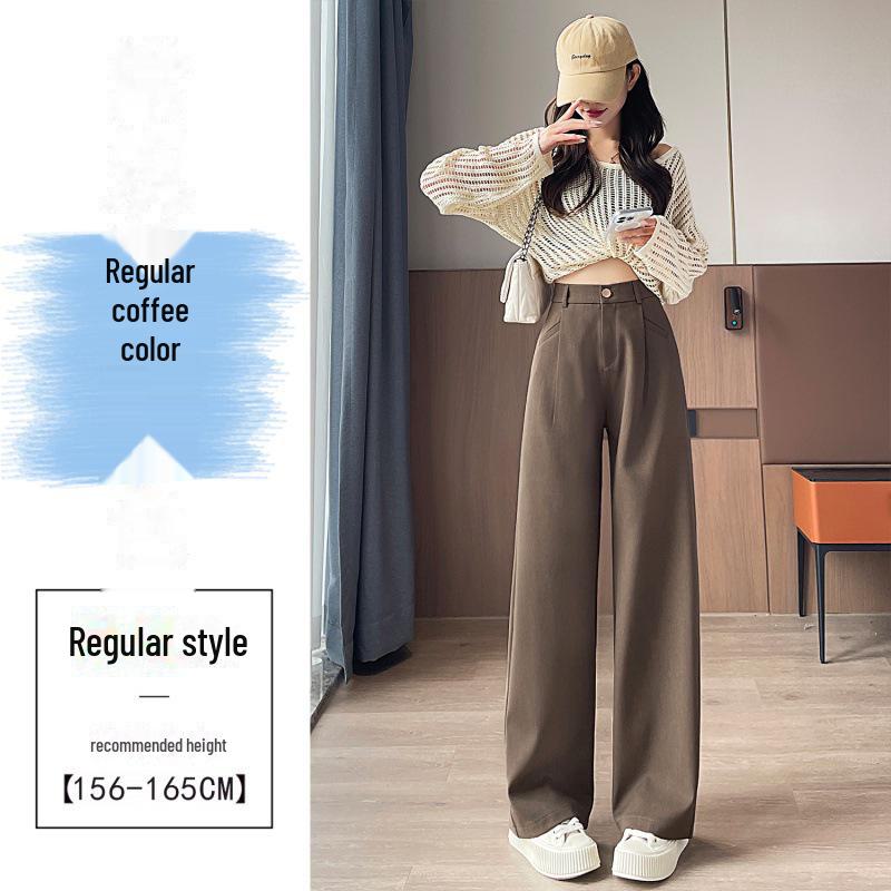 2024 Autumn Wide-Leg Angora Red High-Waist Casual Pants for Women