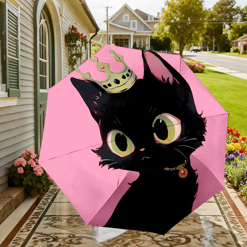 Royal Kitty Umbrella: A Charming Companion for Outdoor Adventures, Featuring Auto-Open/Close Mechanism and Lightweight Design - Perfect as a Gift
