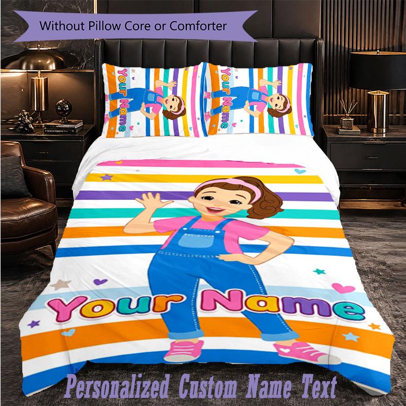 Personalized 3Pcs Bedding Setms rachel Custom Text Duvet Cover Pillowcase Set Bedroom Gift