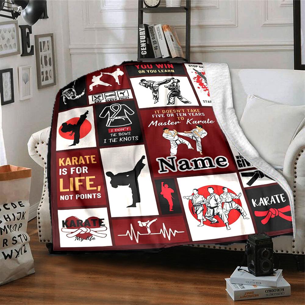 Karate Life Not Points Home Customize Your Name Blankets Comfortable Soft Lightweight Allseason Multipurpose Blanket For Picnics Sofas Offices Beds