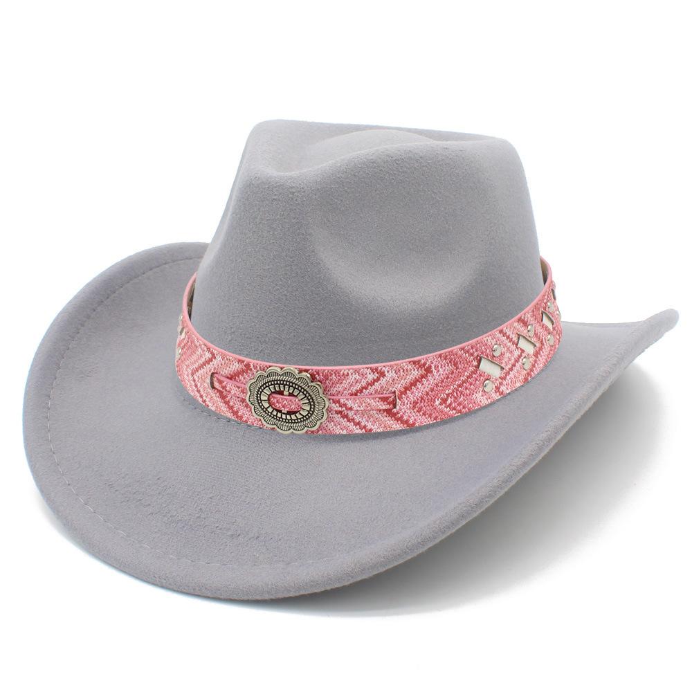 European and American retro style western cowboy hat female elegance crimping design party top hat fashion literary jazz hat