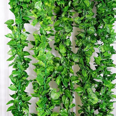 Artificial Green Grape Leaf Vine for Indoor Decor