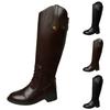 Women's Casual Fashion Round Toe Rear Zipper Boots Temperament High Top Mid Calf Boots Heeled Boots for Women Mid Calf