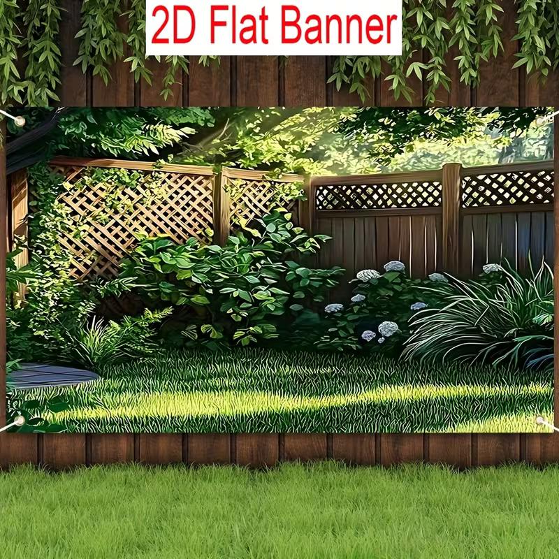 2D Garden Plant Wood Grid Fence Background Cloth Live Stream Photography Backdrop