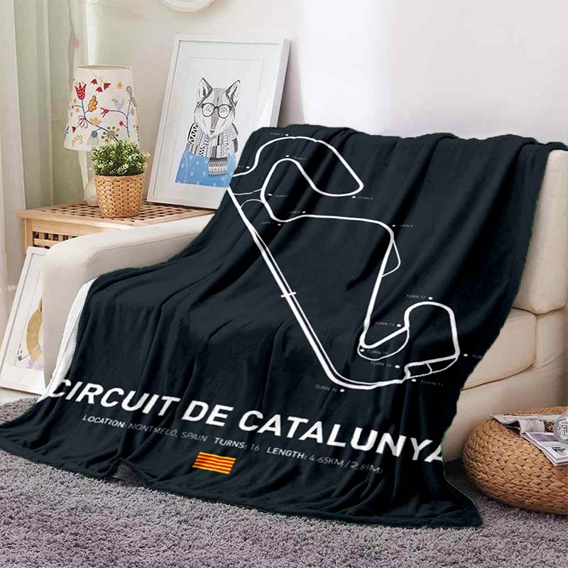 Racing Circuit Track Map Flannel Throw Blanket Cozy Soft Lightweight All Season Sofa Couch Bed Decor Gift for Motorsport Lovers