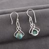 Blue Copper Turquoise Handmade Gemstone Earrings, 925 Sterling Silver Earrings Dainty Silver Jewelry, For Engagement Gift