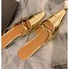 Fashion New Style Fashion Women Thick Heel Middle Heel Sandals Women's Slippers High End Silver Half Slippers Plus Size Zapatos Mujer