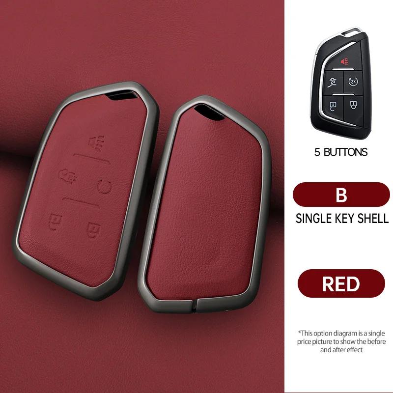5 Bottons Alloy Car Key Fob Case Cover Shell for Cadillac CT4 CT4-V CT5 C8 Corvette LYRIQ   2024 Keychain Accessories