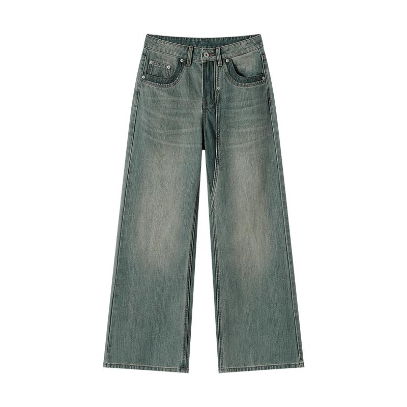 Women s Retro Washed Distressed Wide-Leg Jeans L