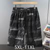 Men's Plus Size Sparkly Letter Print Shorts, Casual Elastic Waist Summer Pants (5XL-11XL)