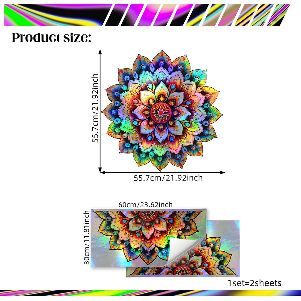 Neon Mandala Creative Wall Sticker Bathroom Living Room Background Decoration Wallpaper Self Adhesive Home Decals