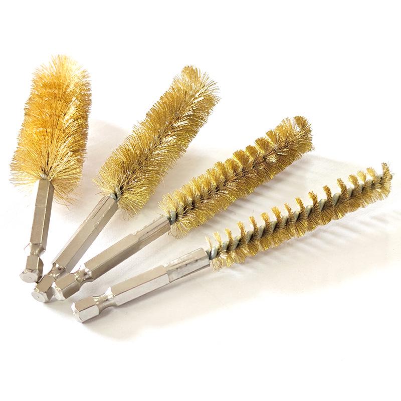 Hexagonal Rod Copper Wire Drill Brush for Polishing, Deburring, and Cleaning