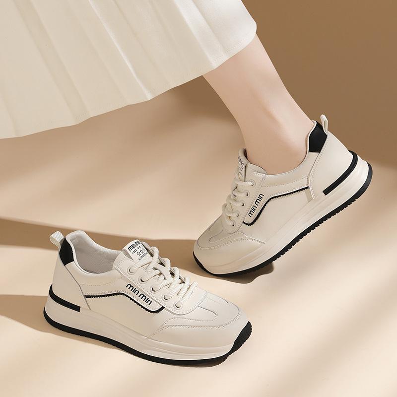 Leather board shoes lightweight sneakers women's new spring and autumn versatile little white shoes platform casual ladies dad