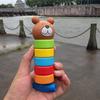 Animal Bear Knock Rainbow Towel Educational Wooden Toys For Children Baby Kids