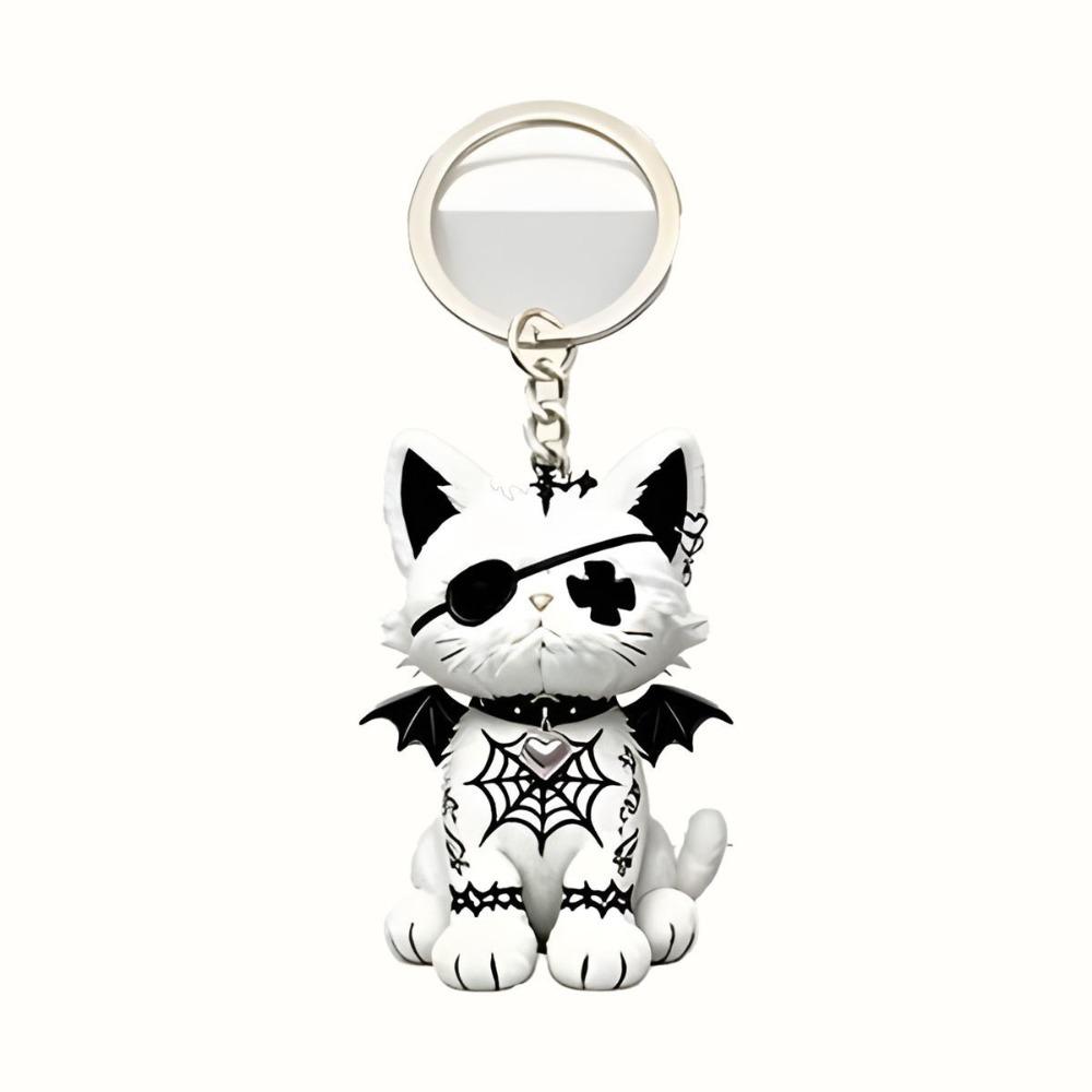 Acrylic Material Cat Keychain Wounded Cat Style Bag Charm Ornament Halloween Accessories