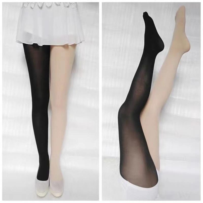 Damen Colorblock Strumpfhose Gothic Style Punk Weihnachten Halloween Elastische High Waist Leggings Strümpfe Herbst