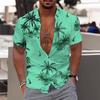 Sommer Herren Hawaiian Casual Kragen Hemd Kurzarm Knopf Revers Strickjacke
