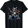 Cat Playing Drum Sunglasses Drummer Drumming Drummers T-Shirt (2)