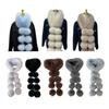 Women Scarf Solid Color Soft Imitation Fox Fur Shawl with Plush Balls Decor Autumn Winter Thickened Warm Scarf